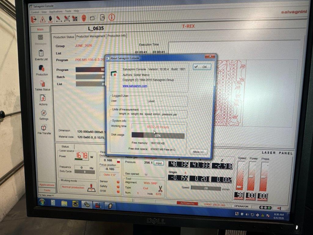 Salvagnini #L3, fiber laser, 3000 watt, 5' x 10' sheet, w/automation, 2016 - Image 5