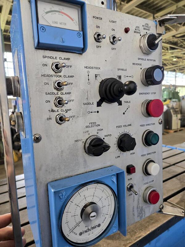 4" Nomura #P-100WP, table type horizontal boring mill, 48" x 96" table, 21-1200 RPM, 26" spindle travel, 20 - Image 6