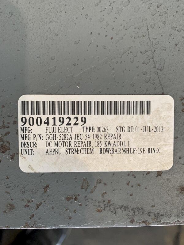 250 HP HP RPM 1750 RPM Fuji Electric #GGH5282A, DC motor, 440 Volts - Image 9