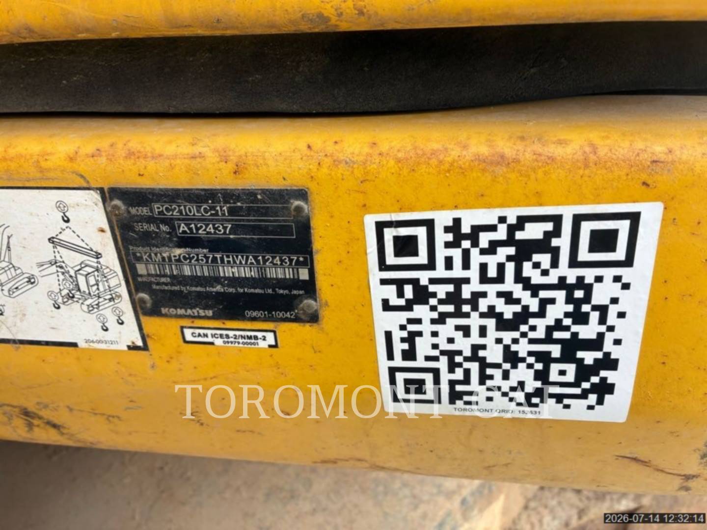 Komatsu Ltd. PC210LC-11, 9391 hours, S/N: A12437, 2017 - Image 4