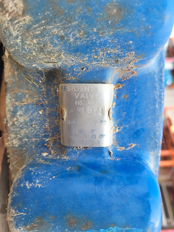 18" Keystone #Fig. 992, Butterfly Valve, resilient seated, wafer style, worm gear operator, 75 PSI. CWP - Image 2