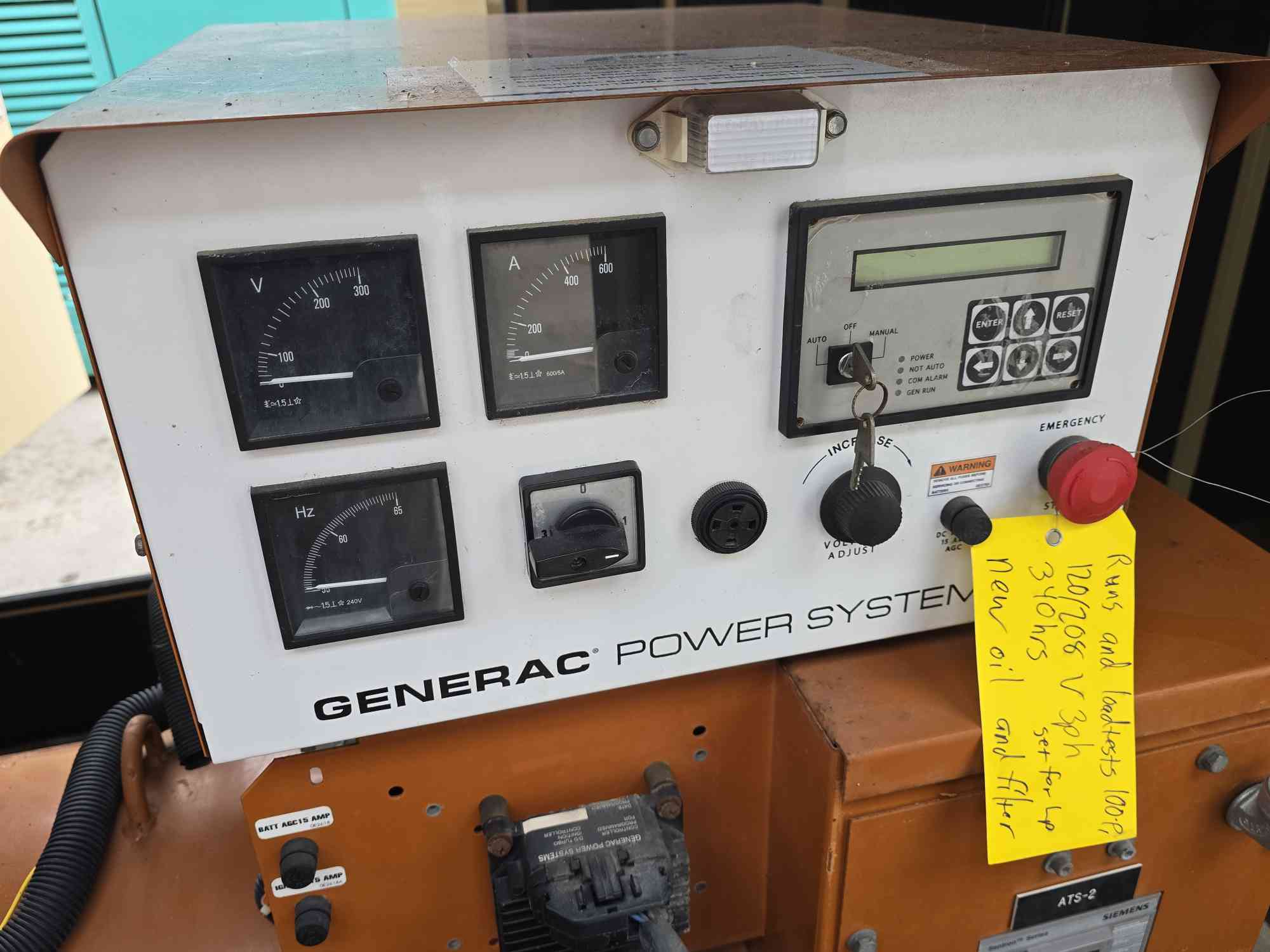 125 KW Generac #SG0125, natural gas/LP generator set, 3 Phase (105 KW 1 Phase), 340 hours, 2004, tested - Image 9