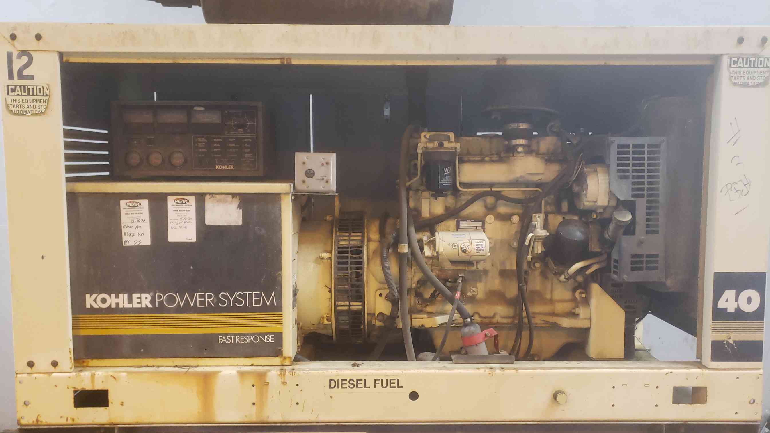 40 KW Kohler #40R0ZJ61, diesel generator set, John Deere 4039 engine, 1179 hours, tested - Image 4
