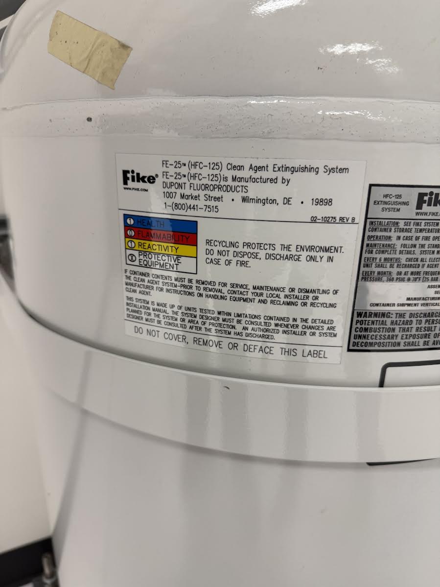 471 lbs. Fike FE-25, Fire Suppression Cylinder, HFC-125 Clean Agent, Tank 70-270-D-W - Image 3