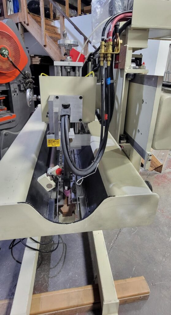 Pandjiris #24E3.5-30, 24" external longitudinal seam welder, carriage, copper finger tips, cables & hoses - Image 6