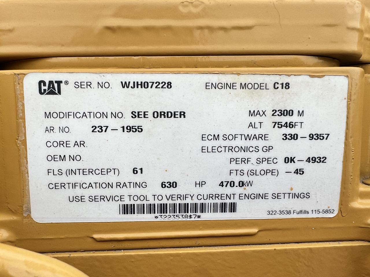 630 HP Caterpillar #C18, Industrial Engine Power Unit w/ Radiator & Controller, 2100 RPM, 3 hours, 2010 - Image 9