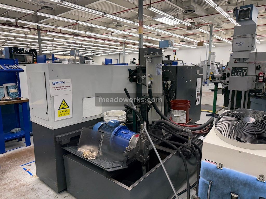 Mollart #LD-500, CNC twin spindle gun drill, GE Fanuc Power Mate control, AEC portable chiller, 230 V. - Image 10