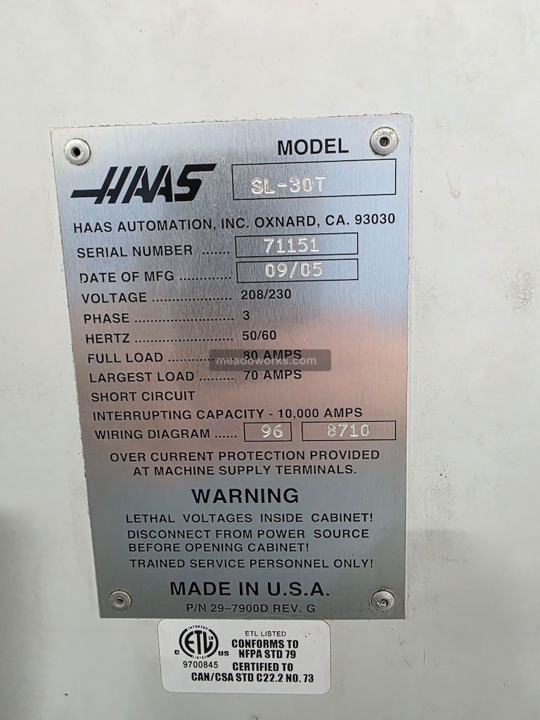 Haas #SL-30T, CNC lathe, 2005 - Image 6