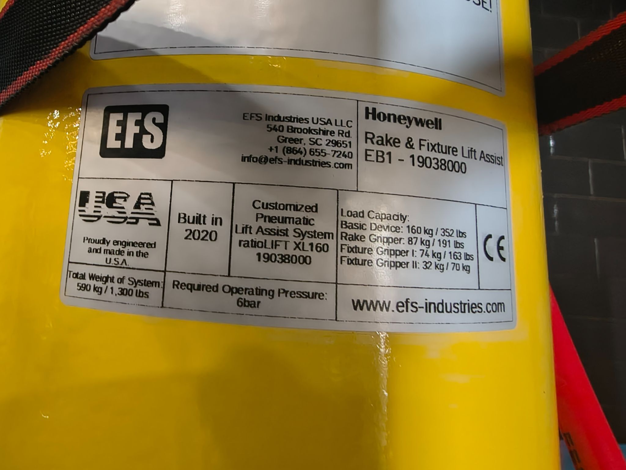 EFS #RatioLIFT-XL160, Pneumatic Articulating Lift Assist Manipulator, 160kg 352lb., 2020 - Image 7