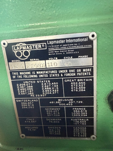 Lapmaster #15, Lapping Machine, 3 rings, 60 RPM, 0.5 HP - Image 6