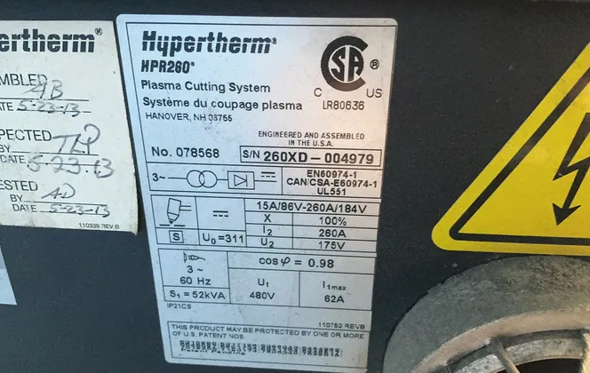 Hypertherm #HPR260XD, plasma power source, 260 A (2 available) - Image 4