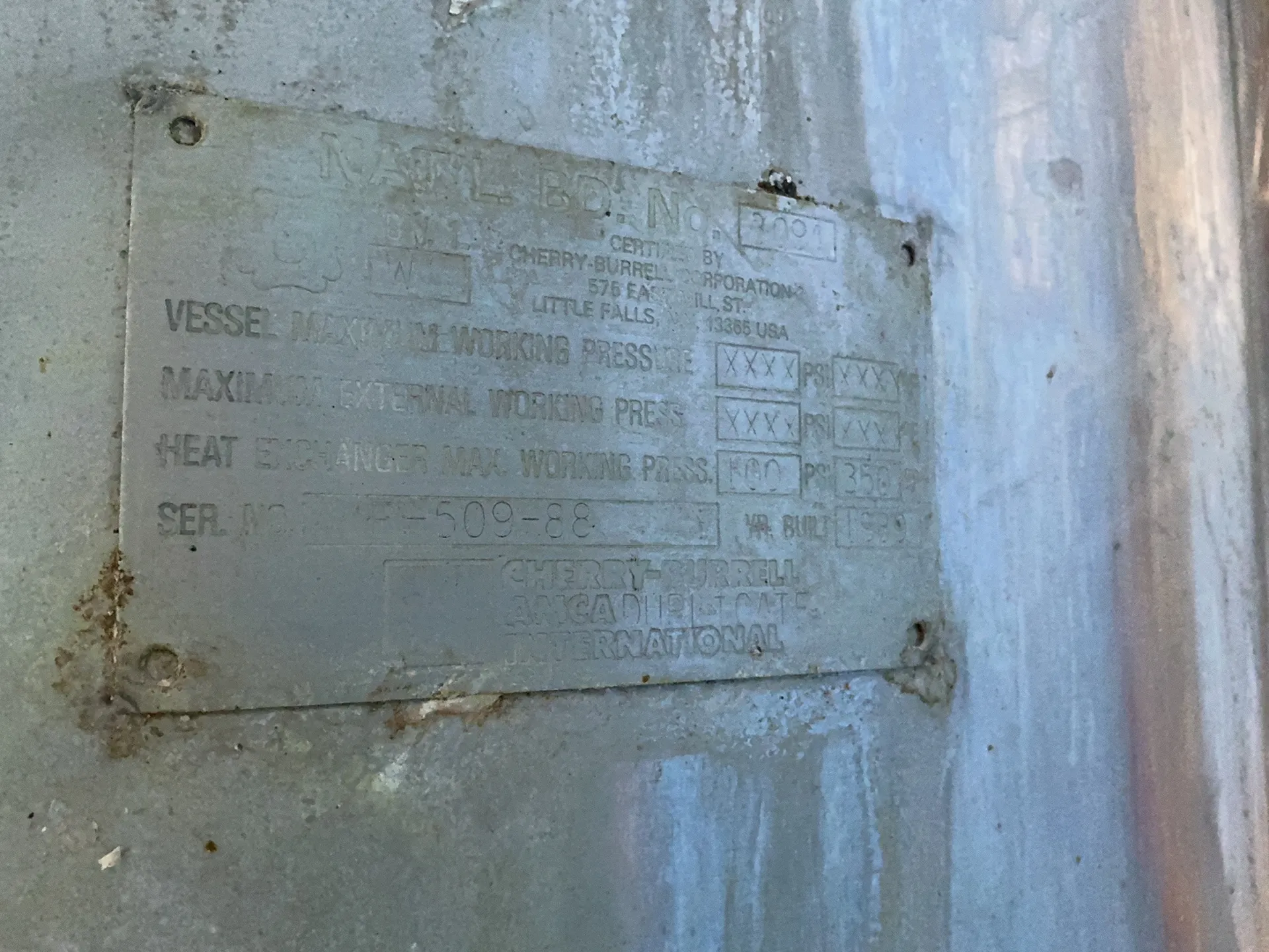 374 gallon Cherry-Burrell #3091, Stainless Steel processing tank, 50" diameter x 44" H, 1989 - Image 6