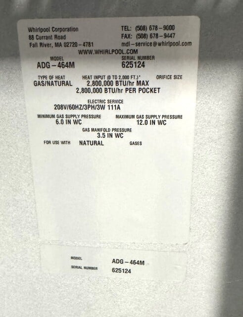 ADC #ADG-464M, 460 Lb. Natural Gas Heated Dryer, 2016 - Image 7