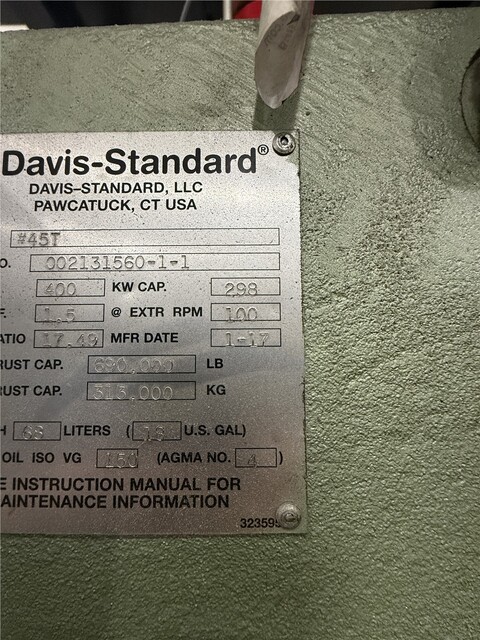 4.5" Davis Standard #45T, underwater pelletizing extrusion line, 34:1 L/D, 300 HP, w/Gala 6 pelletizer, 2017 - Image 7