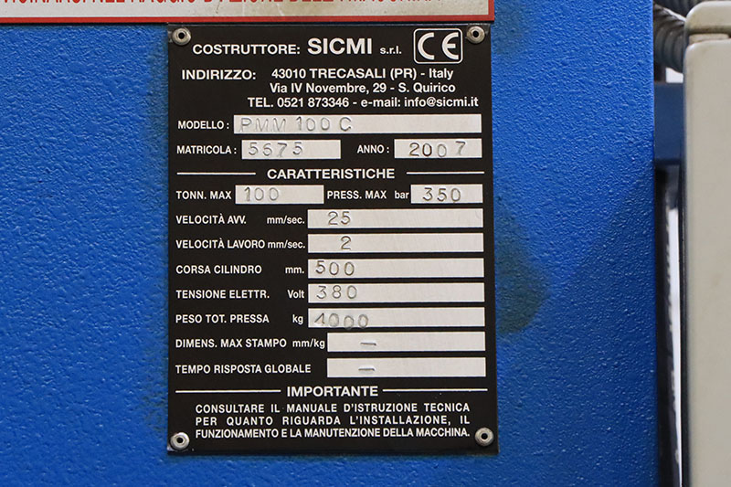 100 Ton, SICMI #PMM-100C, gantry straightening press, 19.6" stroke, 5' x 5' bed, 28" daylight, 2007 - Image 5