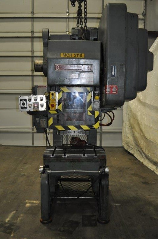 45 Ton, Bliss #C-45, OBI flywheel press, 3" stroke, 12.25" Shut Height, 3" adj., 90 SPM, 29.5" x18" bed, air - Image 1