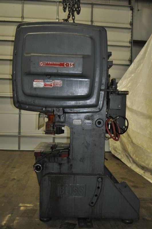 45 Ton, Bliss #C-45, OBI flywheel press, 3" stroke, 12.25" Shut Height, 3" adj., 90 SPM, 29.5" x18" bed, air - Image 4