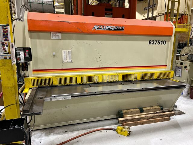 3/8" x 10' Accurshear #837510, hydraulic squaring shear, 12-40 SPM, 12" throat, 16 holddowns, 39" front - Image 1