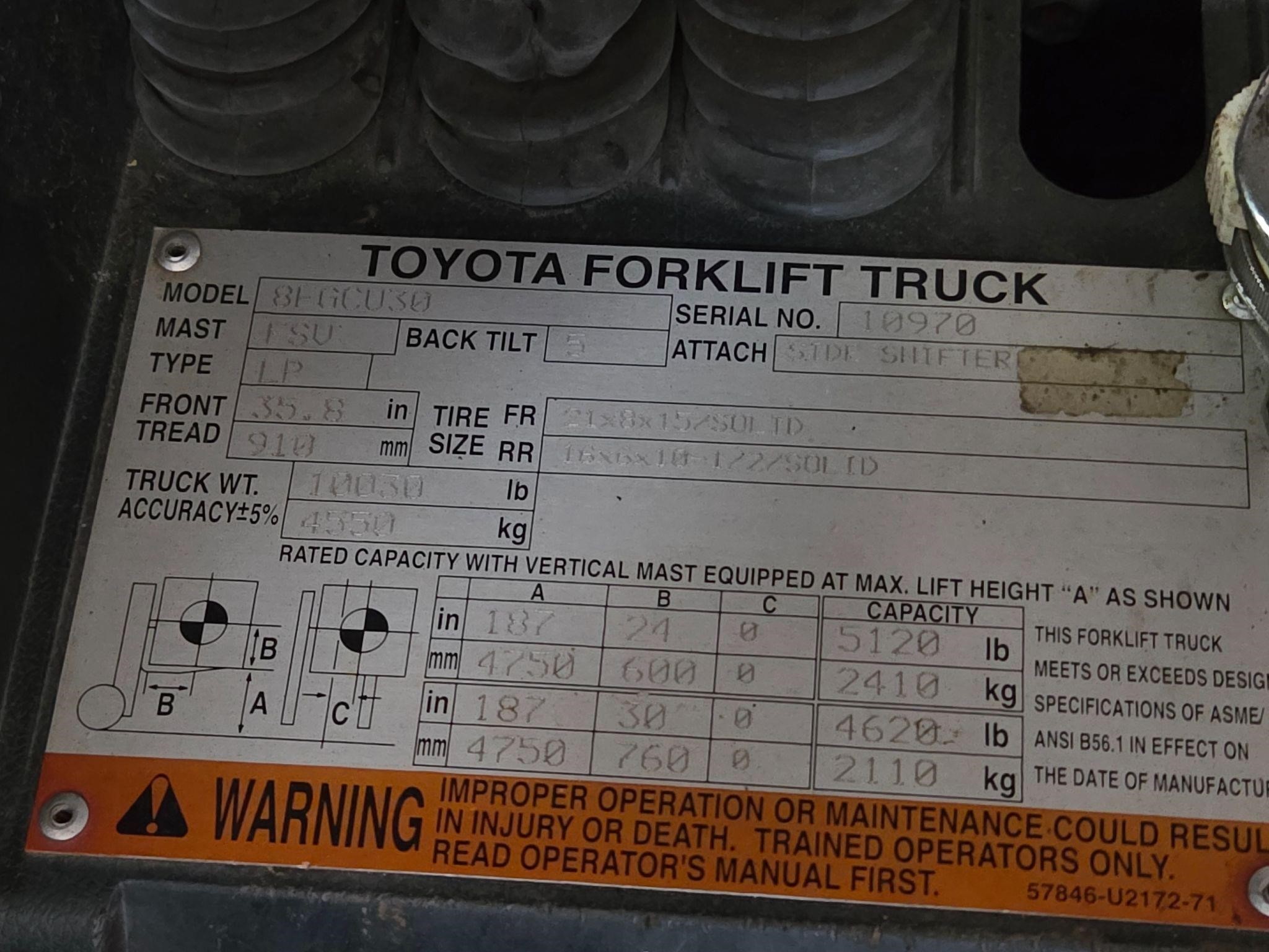 Toyota #8FGCU30, forklift - Image 9