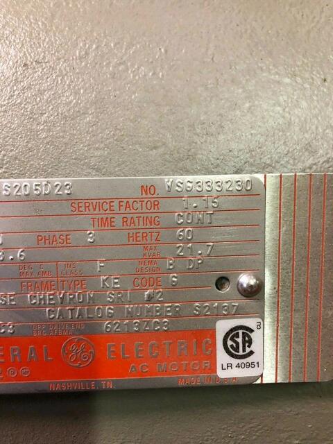 60 HP 1775 RPM General Electric #5KE364AS205D23, Electric Motor, Frame 364T, 230/460 Volts, 3PH - Image 4