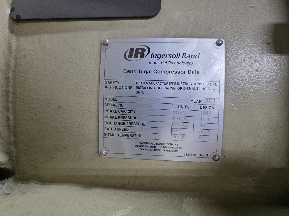 1916 acfm, Ingersoll-Rand #C70018M3, 90 PCI Rotary Compressor - Image 9