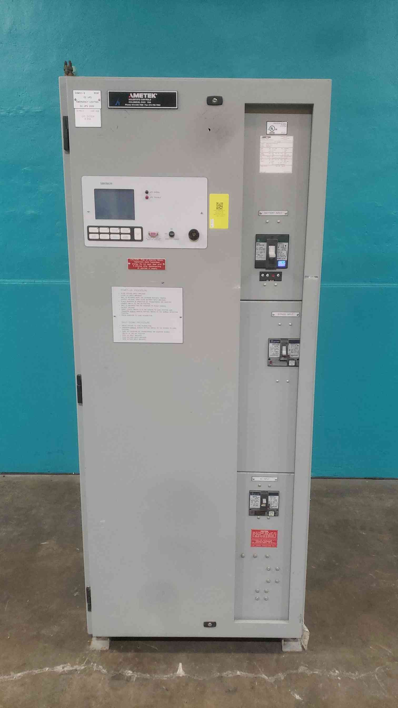15.0 KVA Ametek #DPP015, Industrial uninterruptible power supplies System, Tower, w/ GE Breakers, 480 x 120 - Image 1
