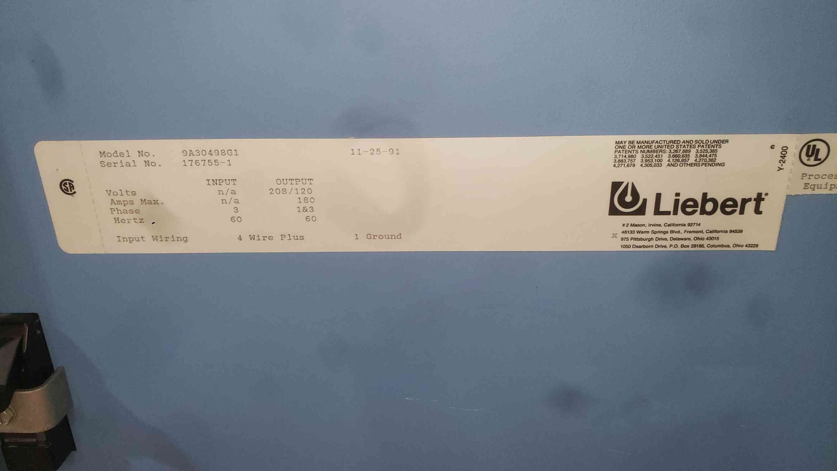 Liebert #9A30498G1, Multi-Phase PDU, 180 Amps, 208/120 Volts - Image 8