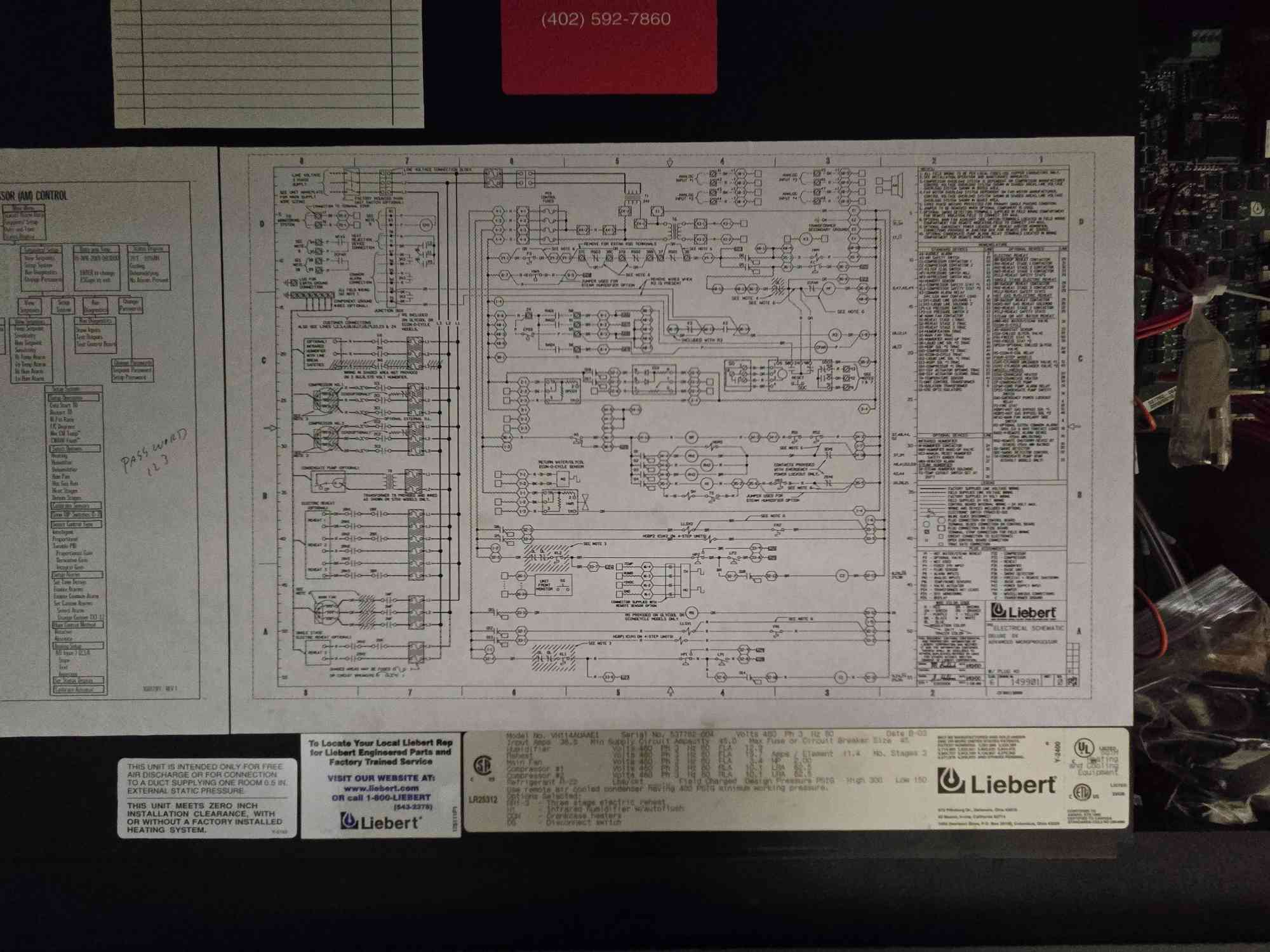 8 Ton Liebert #VH114A, Upflow CRAC Unit, 3 Phase, 460 V, AS IS (2 available) - Image 3