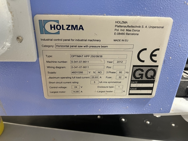 Holzma #Optimat-HPP-250/38/38, Horizontal Panel Saw, pressure beam, 2012 - Image 6