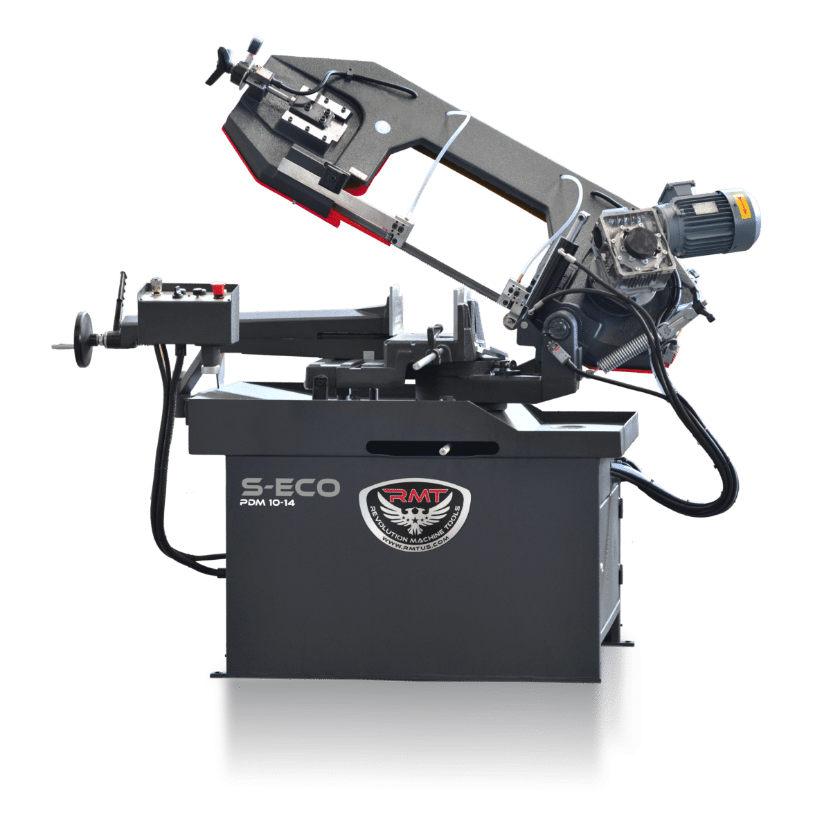 10" x 14" RMT #S-ECO-PDM-10-14, manual pivot double miter bandsaw, 65-328 FPM, 2 HP, 10' 4" x 1" x 0.035" - Image 1