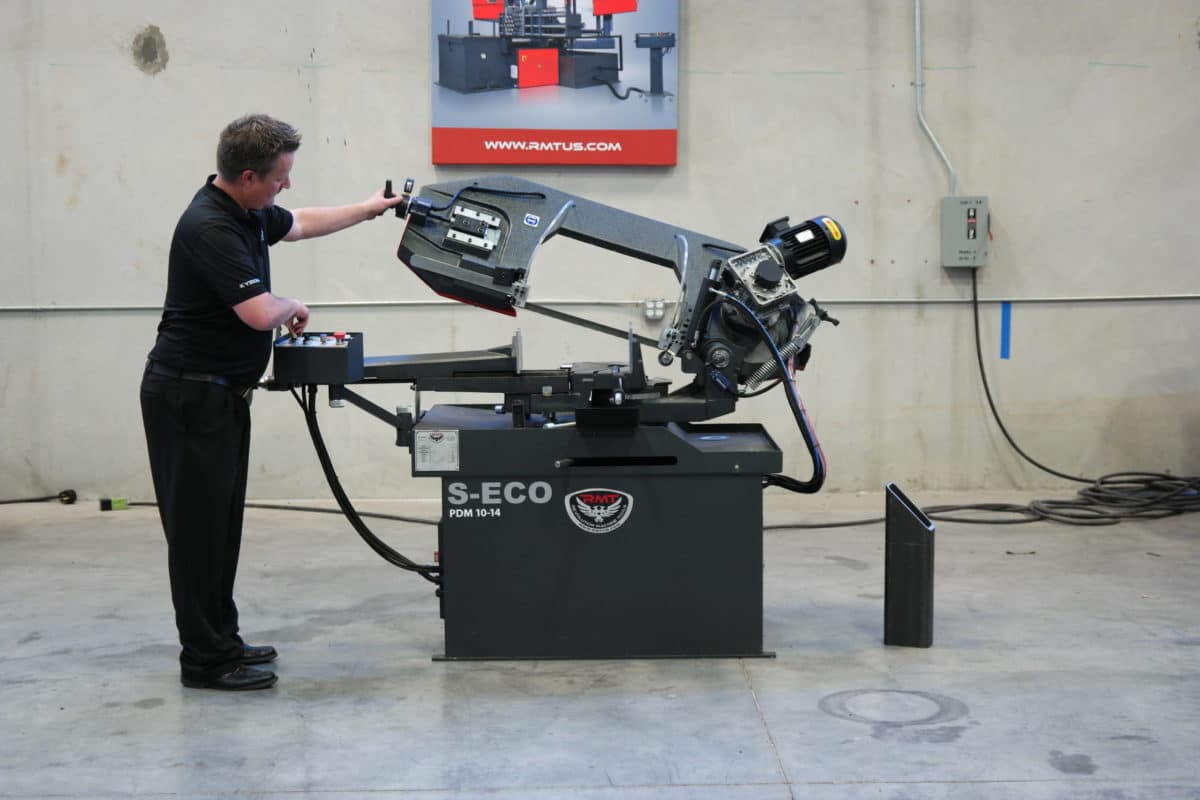 10" x 14" RMT #S-ECO-PDM-10-14, manual pivot double miter bandsaw, 65-328 FPM, 2 HP, 10' 4" x 1" x 0.035" - Image 3