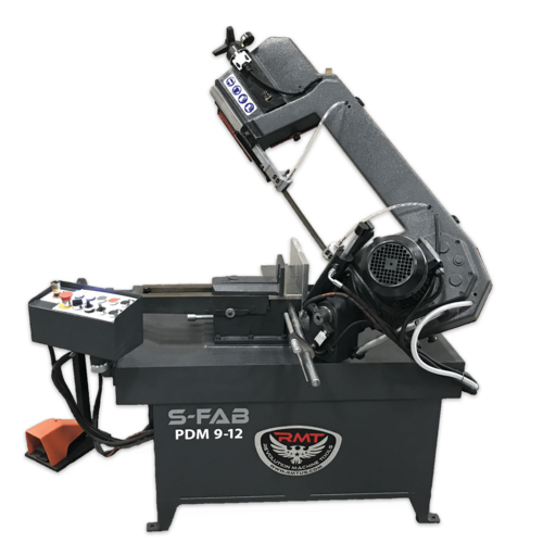 9" x 12" RMT #S-FAB-PDM-9-12, semi-auto pivot double miter bandsaw, 114-229 FPM, 1.75 HP, 8'11" x 1" x 0.035" - Image 1