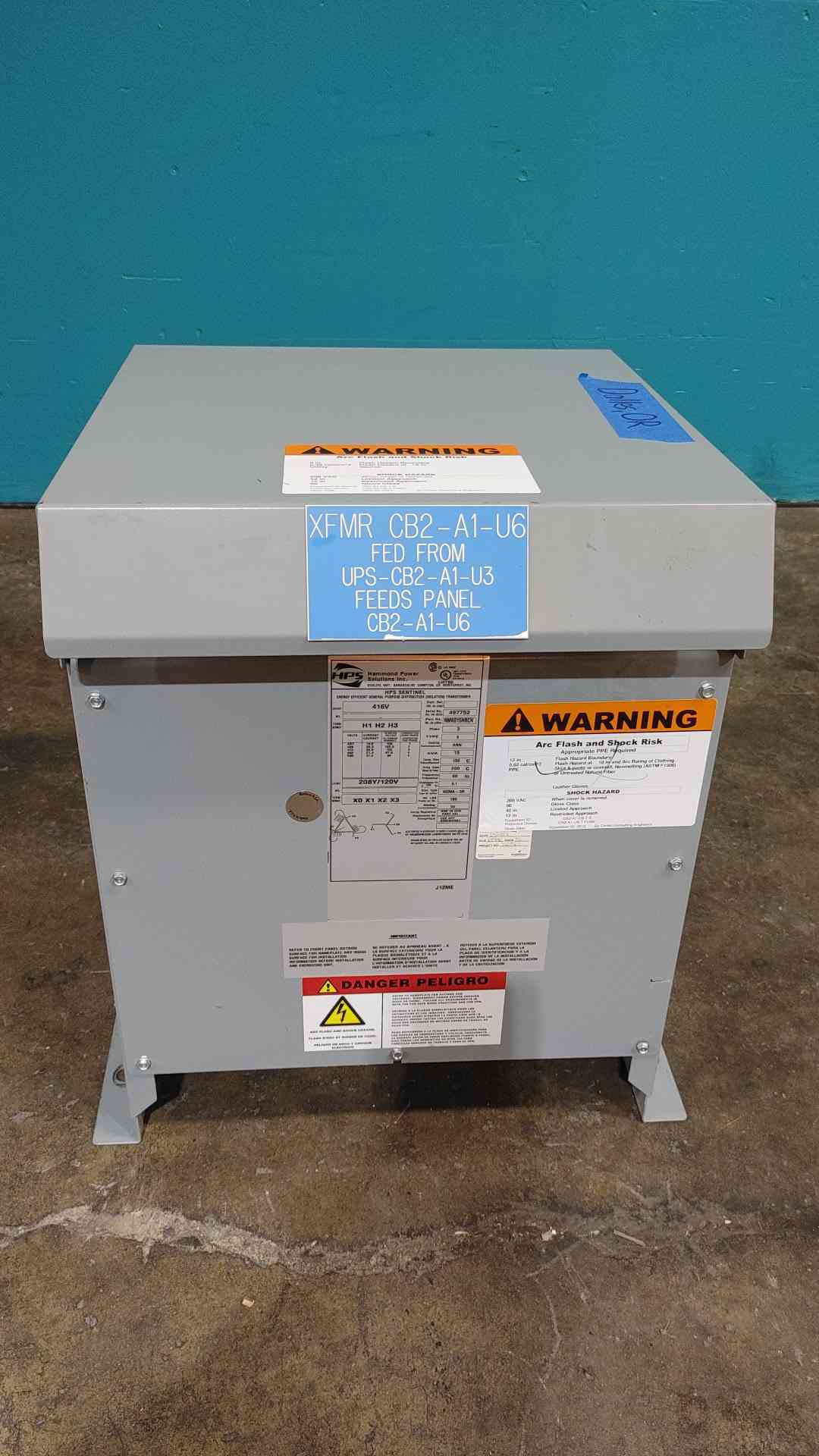 15 KVA 416 Primary, 208Y/120 Secondary, Hammond HPS NMK015HBCN, Copper, NEMA 3R, 3PH (2 available) - Image 1
