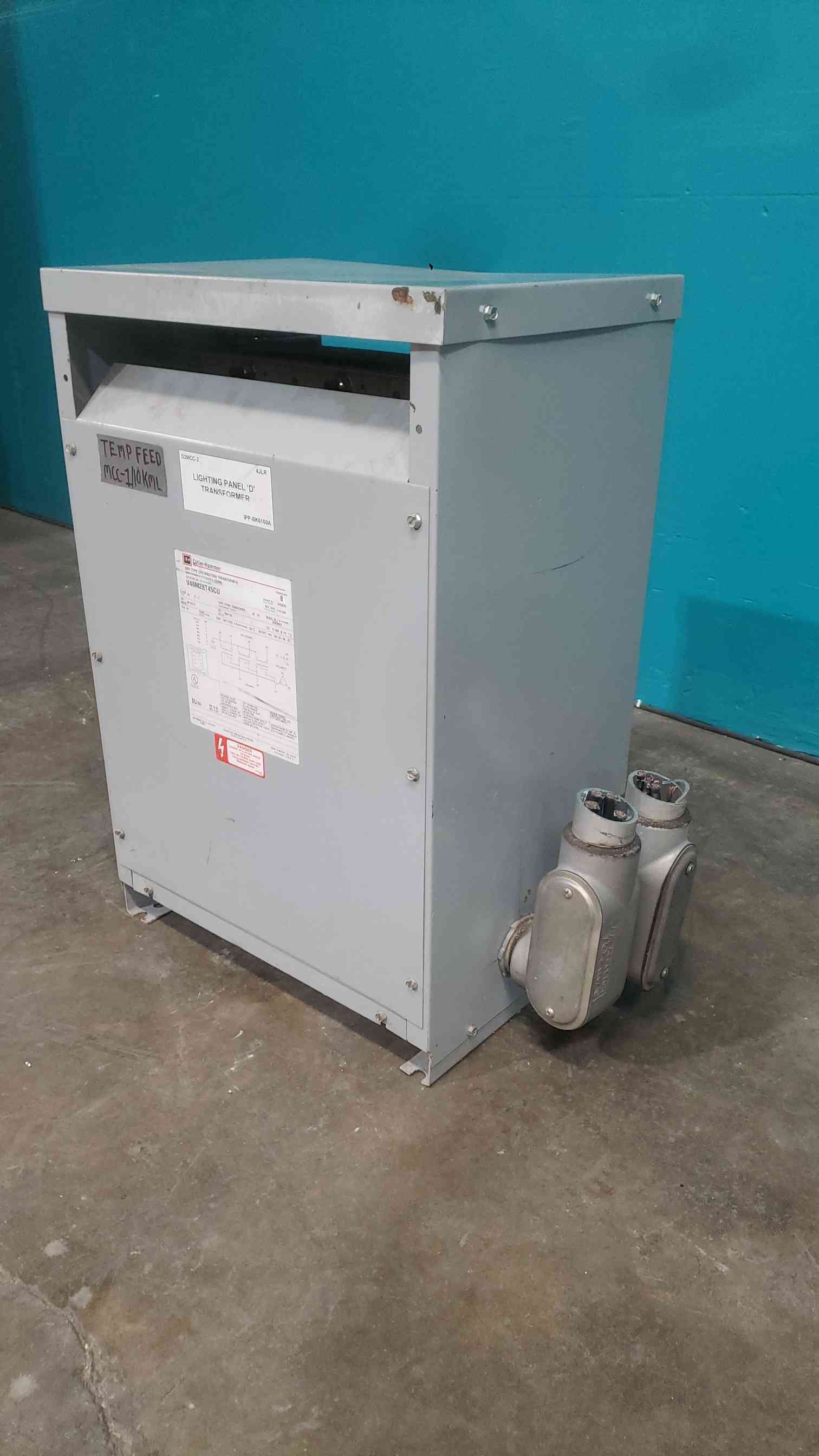 45 KVA 480 Primary, 208Y/120 Secondary, Cutler-Hammer V48M28T45CU, 3PH (4 available) - Image 3