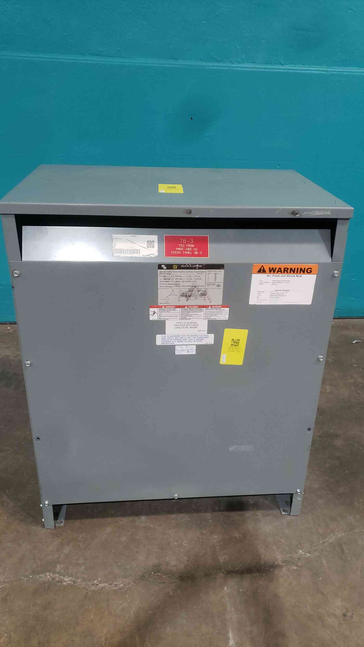 75 KVA 480 Primary, 208Y/120 Secondary, Square D 75T3H Sorgel, Isolation, 3PH - Image 5