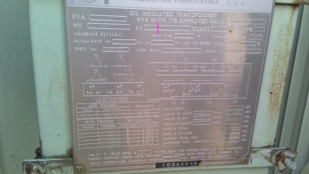 5000/5600 KVA 34400 Delta Primary, 2520/4360Y/2520 Secondary, ITE - Image 1