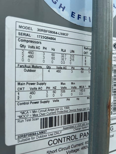 80 Ton, Carrier #30RBF08064-LNM37, AquaSnap 30RB, air-cooled chiller, 460 V., 3-phase, 60 Hz - Image 4