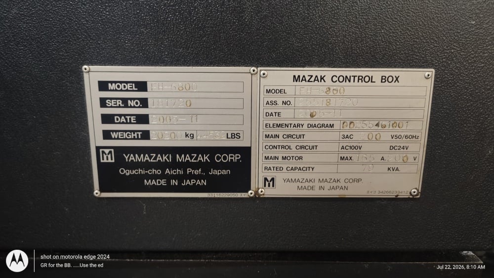 Mazak Mazatech #FH-6800, Horizontal Machining Center, 2005 - MUST SELL NOW - Image 3