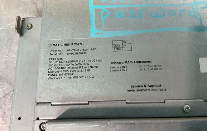 Siemens #6AV7892-0FD21-1AB0, Simatic HMI IPC677C, 2017 - Image 7