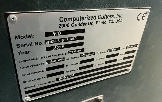 Computerized Cutters #410, Automatic Channel Letter Fabrication Machine, 50" x 72", 1 phase, 120/240 V., 2008 - Image 10