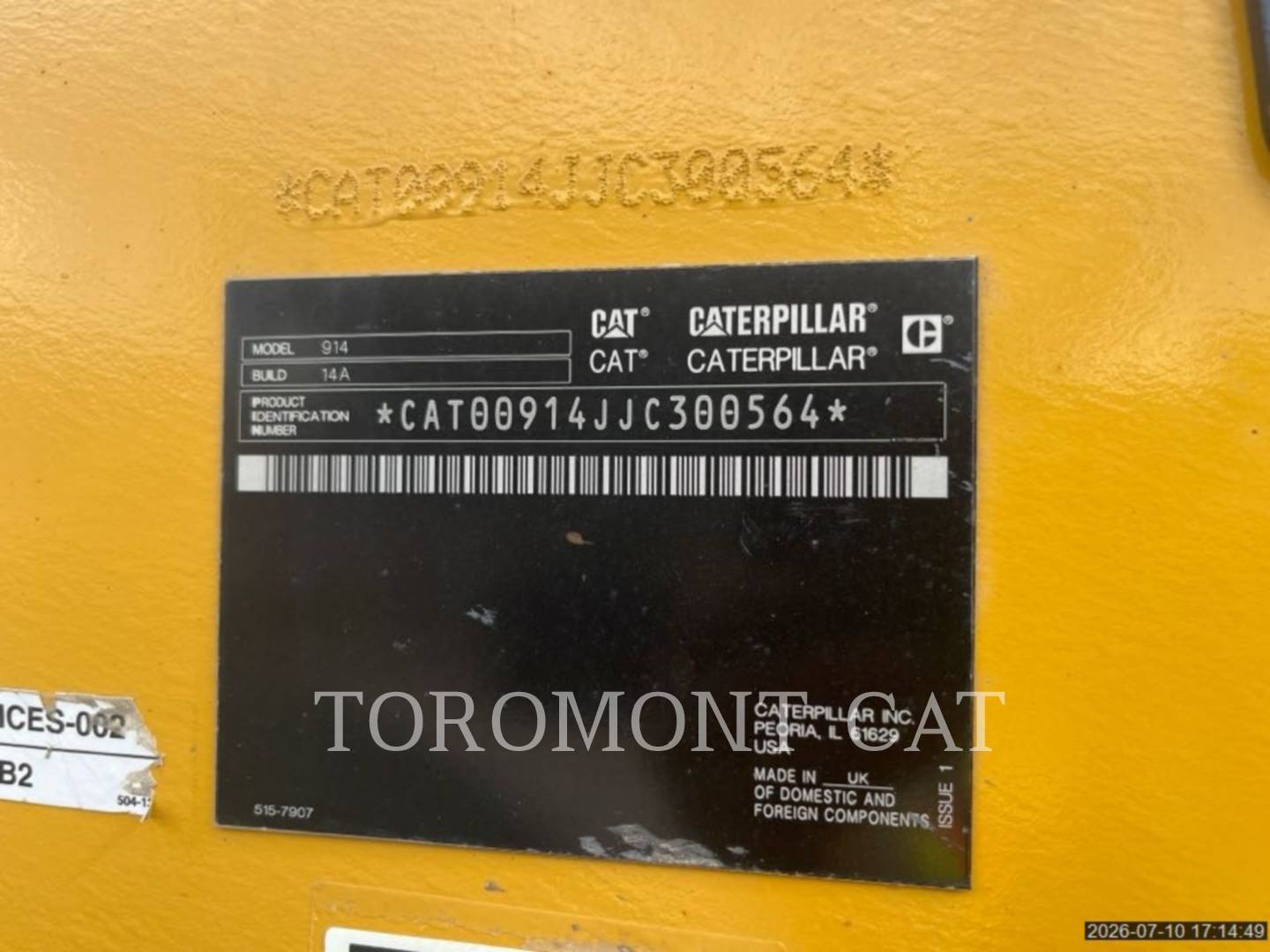 Cat 914-14, Wheel Loader, 893 hours, S/N: JC300564, 2021 - Image 6