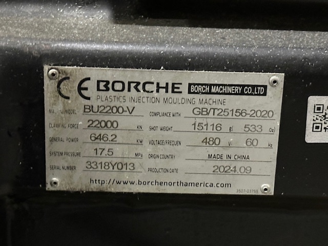 2200 Ton, 533 oz., Borche #BU2200-V, injection molding machine with Yaskawa robot, Keba Control, 2024 - Image 9