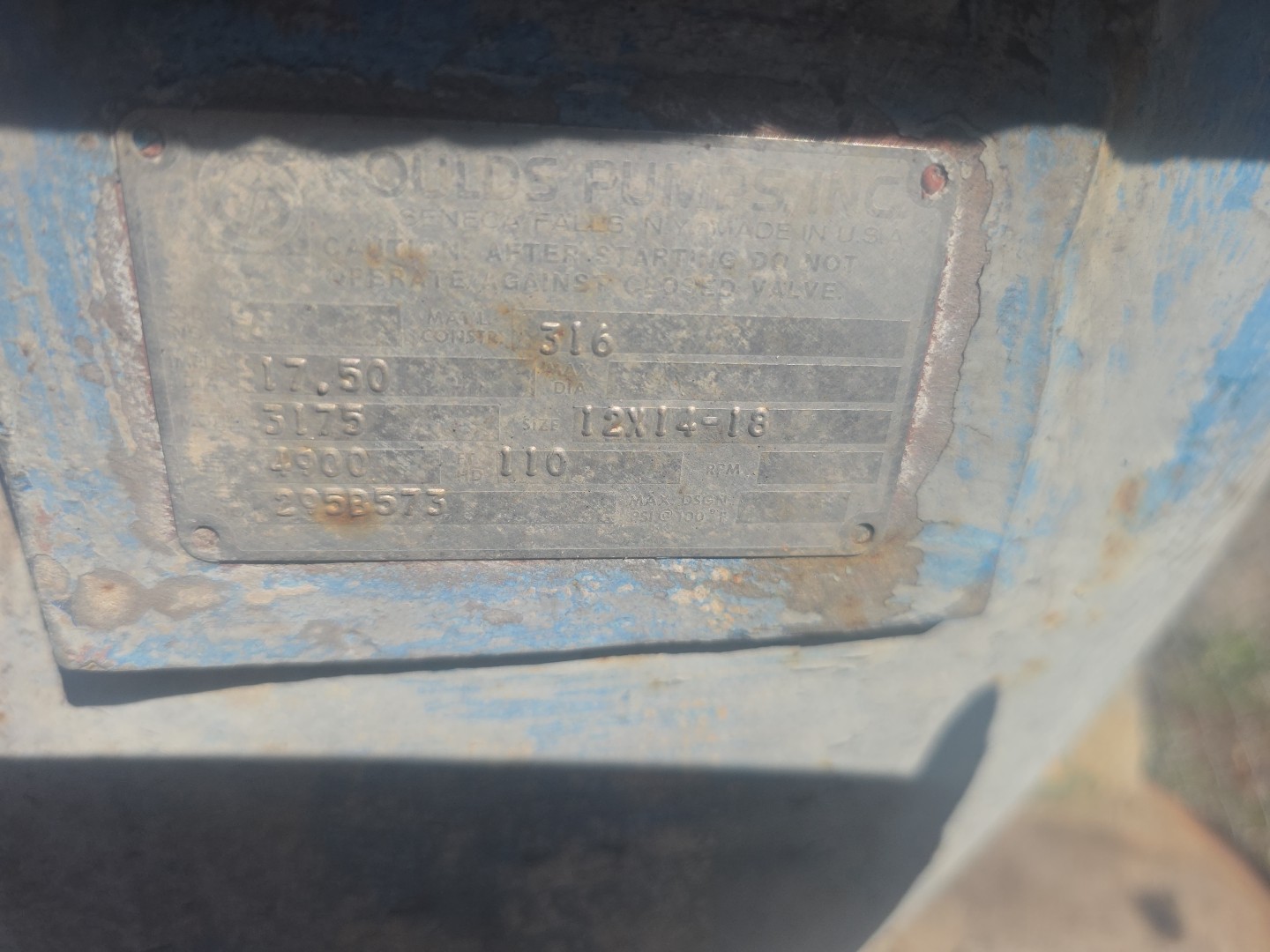 4900 GPM @ 110' TDH, Goulds #3175, 12x14-18, 316SS Centrifugal Pump - Image 2