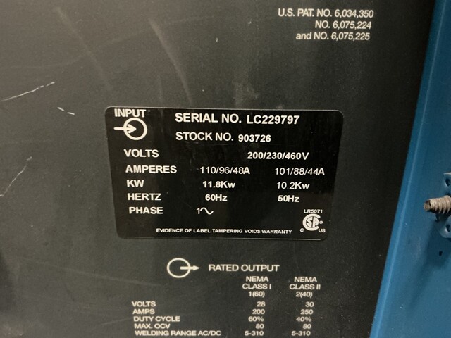 Miller #903726 Syncrowave 250 DX tig welder, 200/230/460 V., 1 phase - Image 9