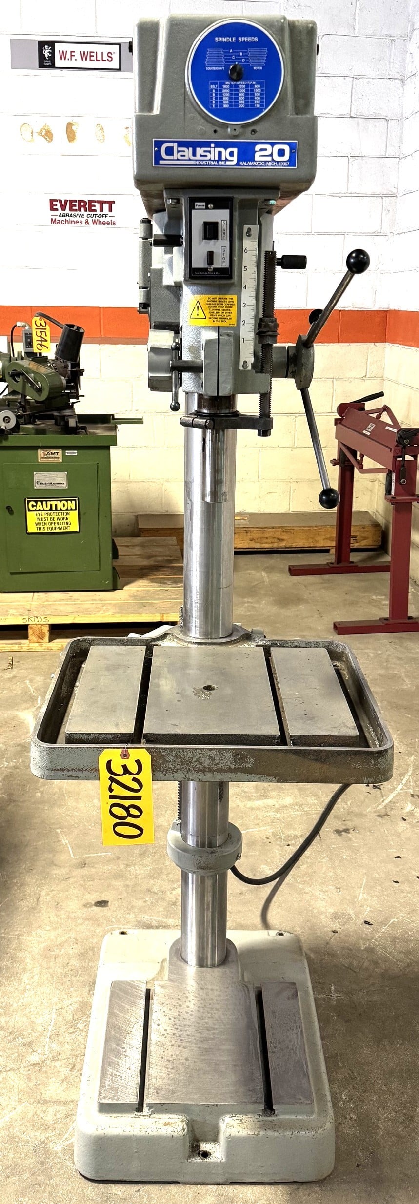 20" Clausing #2221, Single Spindle Drill, 300-2000 RPM, 22" x 19" Table, 1 HP, 1 Phase - Image 3