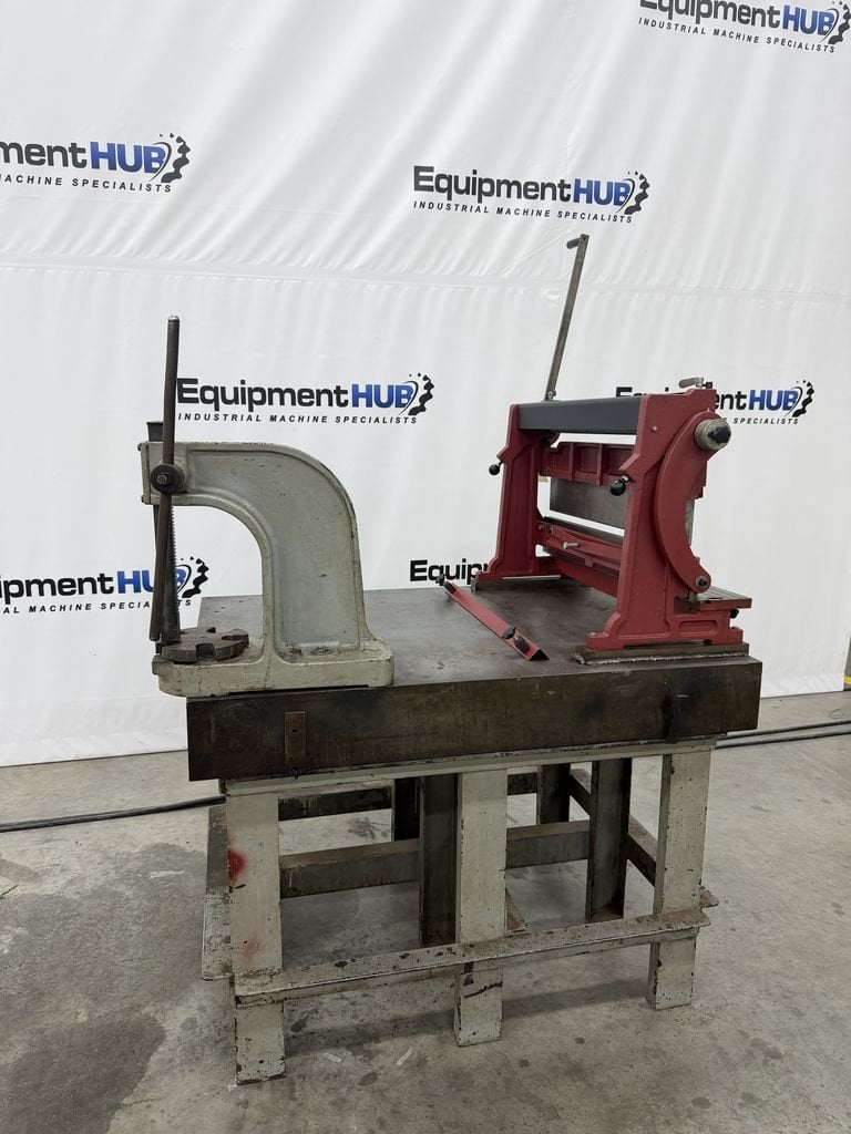 30" Central Machinery shear, press brake & slip roll, Dake #1 arbor press, Challenge Machinery Co. 36" x 48" - Image 3