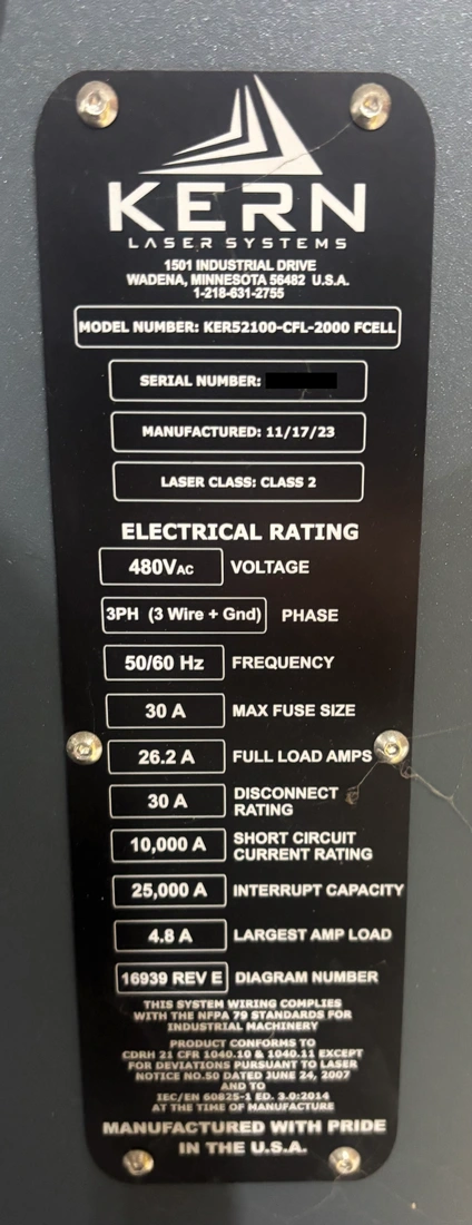 Kern #FiberCell-FC100, CNC Fiber Laser, 2000 watt, 4' x 8' table, Ytterbium fiber source, chiller, dust - Image 6
