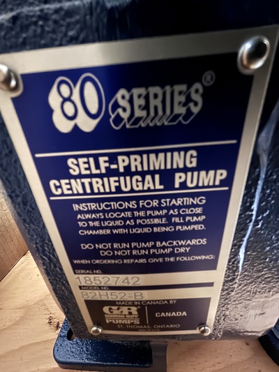 200 GPM @ 225' TDH, Gorman Rupp #82H52-B, Single Stage Centrifugal Transfer Pump, 2" suction x 2" discharge - Image 6