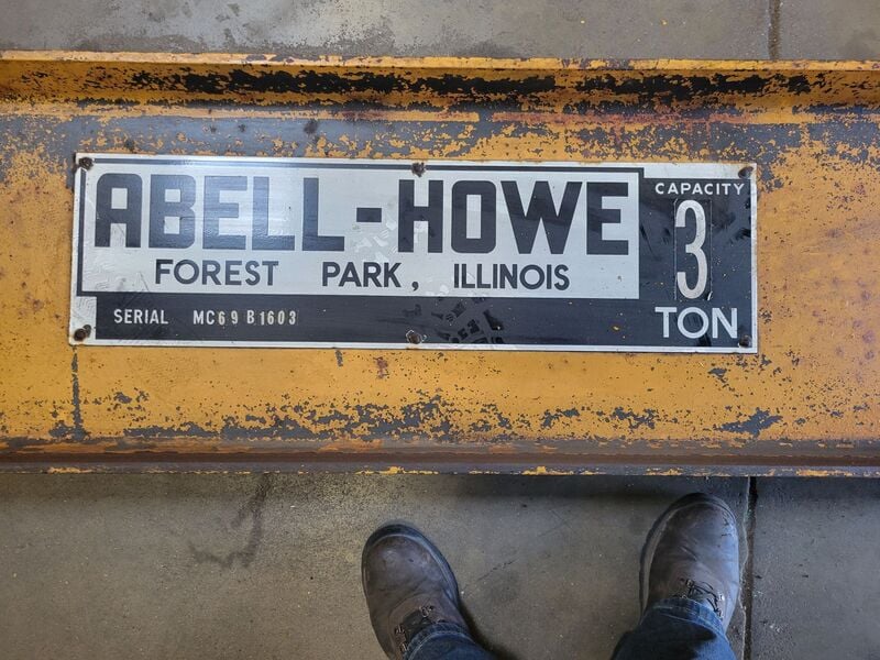 3 Ton, Abell-Howe, jib crane, 20' arm, 16' span, 10' under beam - Image 1