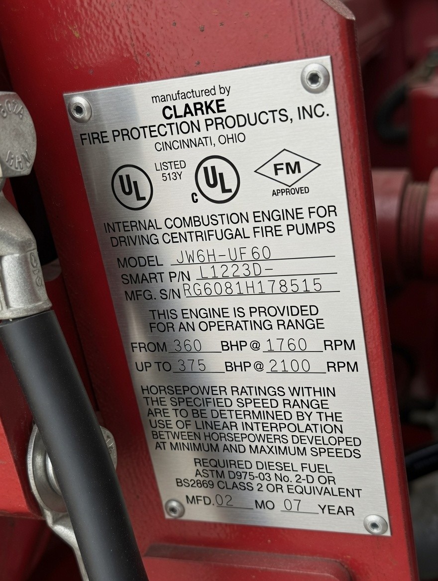 3500 GPM @ 231' TDH, Clark e #JW6H-UF60, Fire Pump, John Deere Diesel Engine, 654 Hours - Image 4